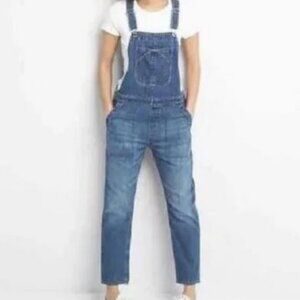 GAP Vintage 2018 Crop Slouchy Overalls Indigo Blue Denim 100% Cotton Medium NWOT